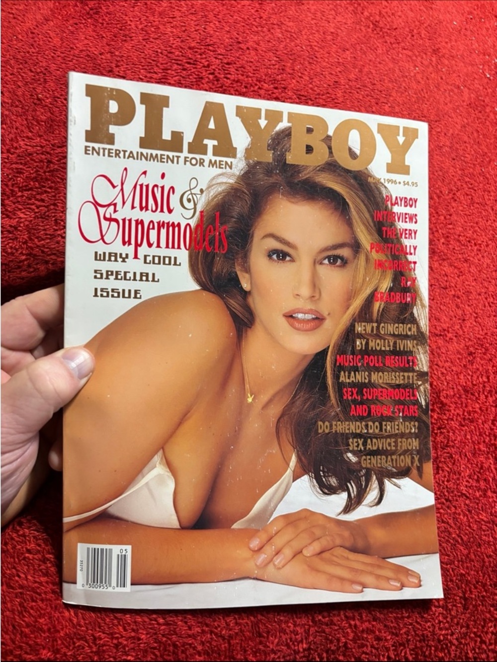 PLAYBOY Cindy Crawford , Kate Moss , Anna Nicole Smith May 1996 Issue Magazine.